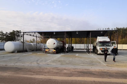 Place of loading of gas carriers with liquefied gas LPG at Gas Fuelling Station Zamglay
