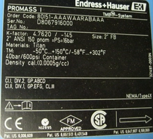 2 inches Endress Hauser 80I51-AAAWAARABAAA Promass 80 I 51 Flowmeter S/N D8067916000, 08/2010